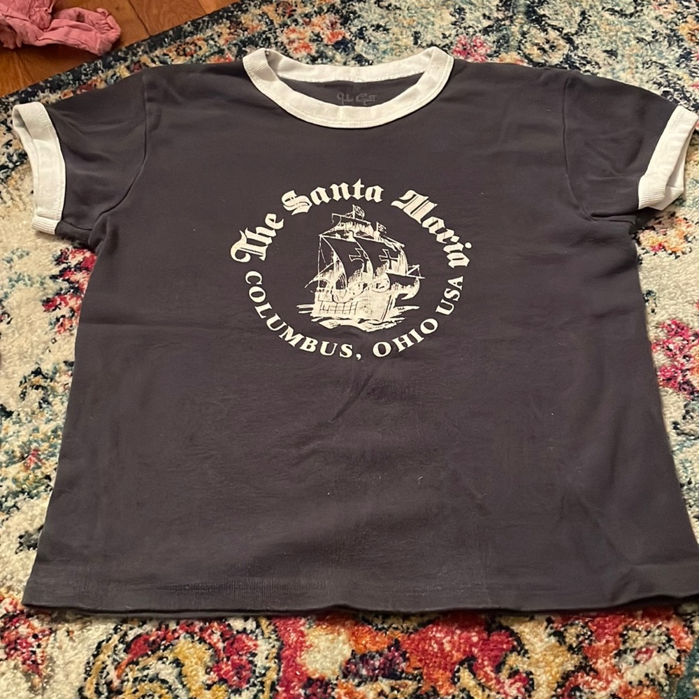 Brandy Melville navy blue baby tee